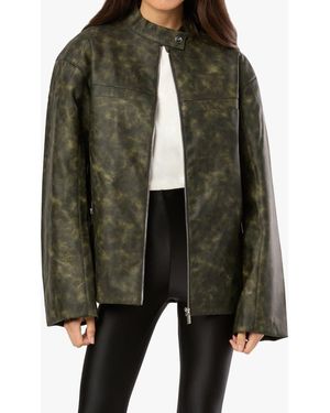 WeWoreWhat Patina Faux Leather Moto Jacket - Green