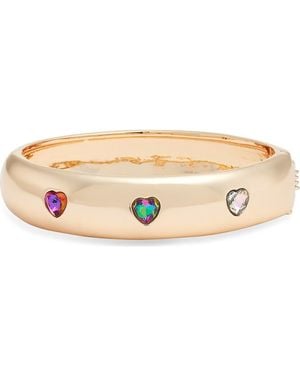 Open Edit Faceted Heart Hinged Bangle Bracelet - Multicolor