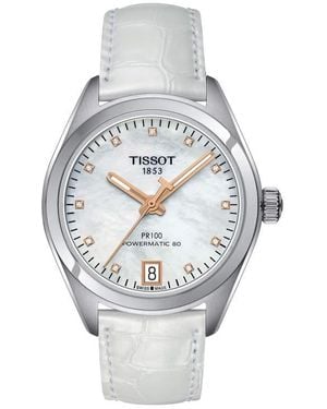 Tissot Pr 100 Auto Classic Croc Embossed Leather Strap Watch, 33Mm - Gray