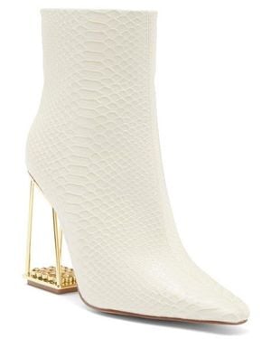 Lady Couture Glam Snakeskin Embossed Boot - White