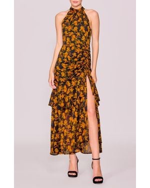 MELLODAY Floral Print Shirred Sleeveless Dress - Multicolor