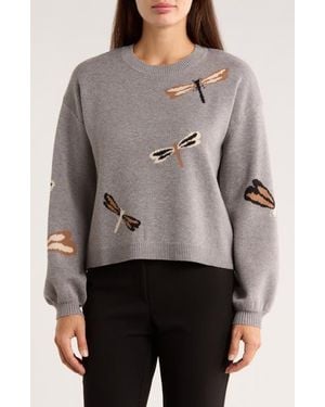 Ellen Tracy Dragonfly Sweater - Gray