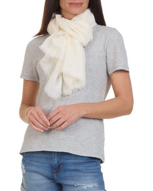 Vince Stripe Cotton Gauze Scarf - Gray