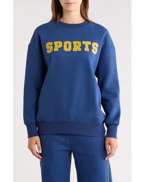 90 Degrees Varsity Vault Fleece Graphic Sweatshirt - Blue