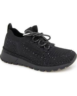 Kenneth Cole Kacey Rhinestone Knit Sneaker - Black