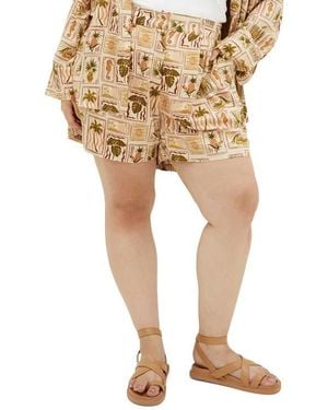 City Chic Bella Print Woven Shorts - Natural
