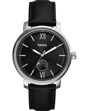 Fossil Rhett Leather Strap Multifunction Watch, 43Mm - Black
