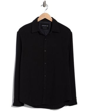Denim and Flower Relaxed Fit Textured Button-Up Shirt - Black