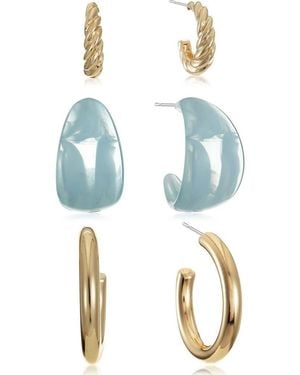 Ettika Super Set Of 3 Hoop Earrings - Blue