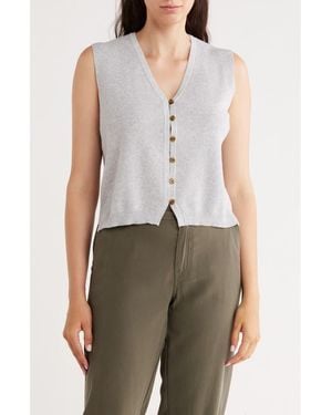 INDUSTRY REPUBLIC CLOTHING Button Front Cotton Blend Sweater Vest - Blue