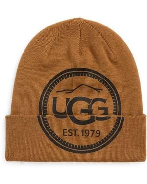 UGG Mountain Logo Beanie - Brown