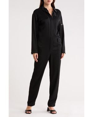 Longchamp Long Sleeve Front Zip Jumpsuit - Black