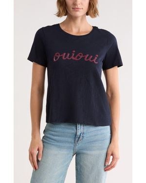 Cinq À Sept Script Oui Oui T-Shirt - Blue