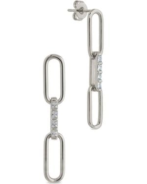 Sterling Forever Daniella Baguette Link Drop Earrings - White