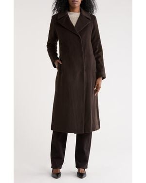 Sofiacashmere Wool Notch Lapel Coat - Black