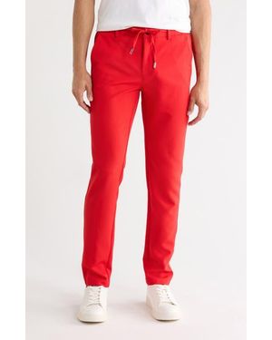 T.R. Premium Slim Fit Solid Linen Blend Pants - Red