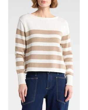 Vigoss Stripe Boat Neck Sweater - Natural