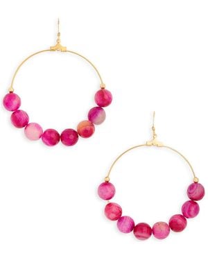 Kenneth Jay Lane Agate Beaded Circle Drop Earrings - Pink