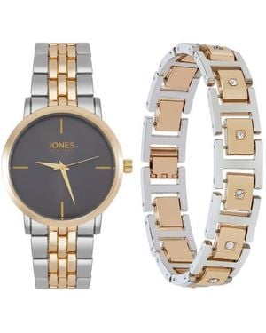 Jones New York Three-Hand Quartz Mesh Strap Watch & Id Bracelet Set - Multicolor