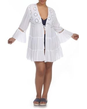 Boho Me Tiered Tie-Front Cover-Up Duster - White