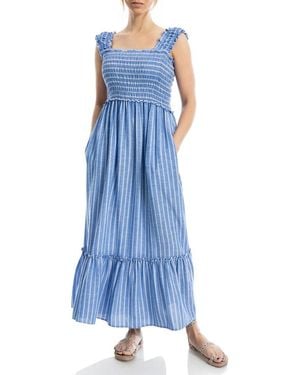 Max Studio Wide Strap Smocked Maxi Dress - Blue