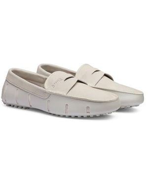 Swims Luxe Lace-Up Driving Loafer - White