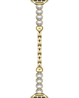The Posh Tech Grace Faux Pearl Heart Apple Watch Watchband - Metallic
