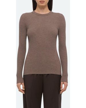 Helmut Lang Cutout Back Rib Top - Brown