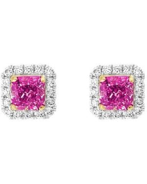 Effy Diamond Halo Ruby Stud Earrings - Pink
