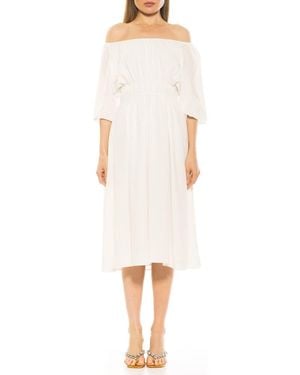 Alexia Admor Emily Balloon Sleeve Fit & Flare Midi Dress - White