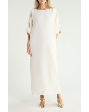 Twp Cotton And Linen Shift Dress - White