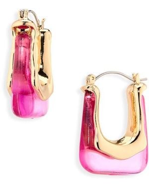 Cara Acrylic Geometric Hoop Earrings - Pink