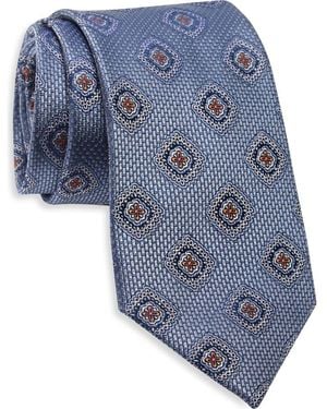 Duchamp Medallion Jacquard Silk Tie - Blue