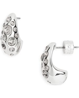 Kurt Geiger Bombay Pavé Cz Dome Hoop Earrings - Metallic