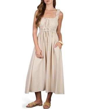 AUGUST SKY Bow Empire Waist Sundress - Natural