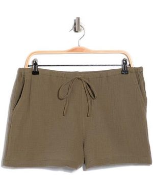 Ellen Tracy Cotton Gauze Drawstring Shorts - Natural