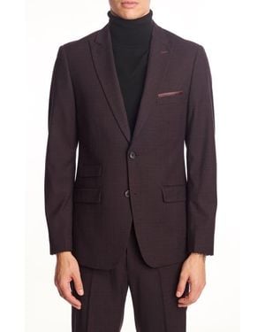 Paisley & Gray Ashton Slim Fit Burgundy Grid Blazer - Purple