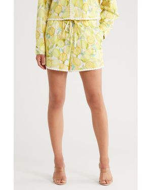 Avec Les Filles Lemon Pull-On Shorts - Yellow