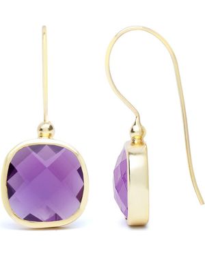 Saachi Cushion Stone Drop Earrings - Purple