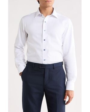 Lorenzo Uomo Trim Fit Textured Cotton Shirt - White
