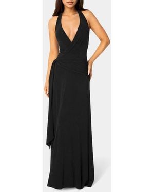 Bebe Plunge Neck Maxi Dress - Black