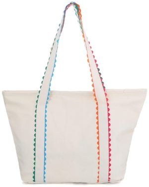 Adornia Ricrac Trim Canvas Tote - Pink