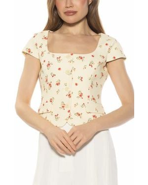 Alexia Admor Cap Sleeve Button-Up Top - Natural