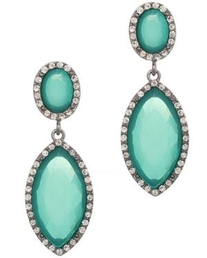 Adornia Crystal Halo Drop Earrings - Green