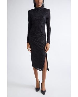 Ramy Brook Eveline Flocked Dot Long Sleeve Dress - Black
