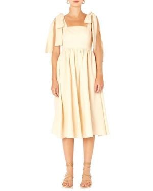 Endless Rose Bow Tie Strap Sundress - Natural