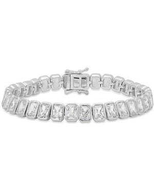 Queen Jewels Emerald Cut Cubic Zirconia Tennis Bracelet - Metallic