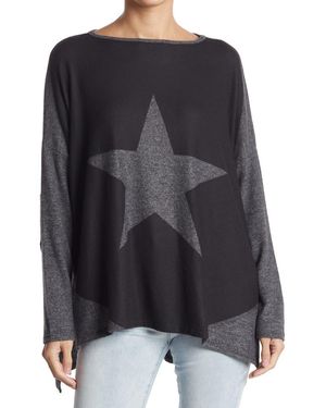 Go Couture Colorblock Long Sleeve Top - Black