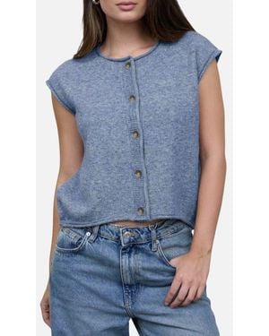 Blu Pepper Button Down Sleeveless Sweater - Blue