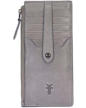 Frye Slim Leather Snap Card Wallet - Gray